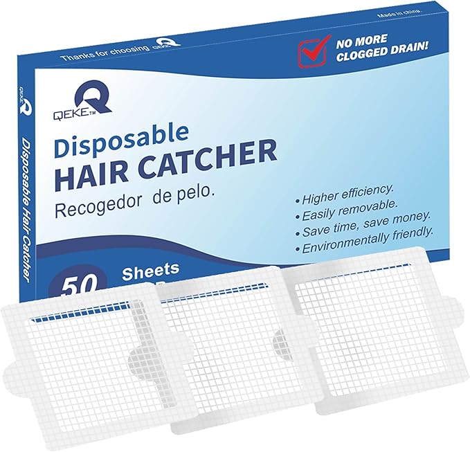Disposable Hair Catcher Shower Drain Mesh Stickers, Hair Catchers for Shower, 50 Pack, 4.1 Inch - Square