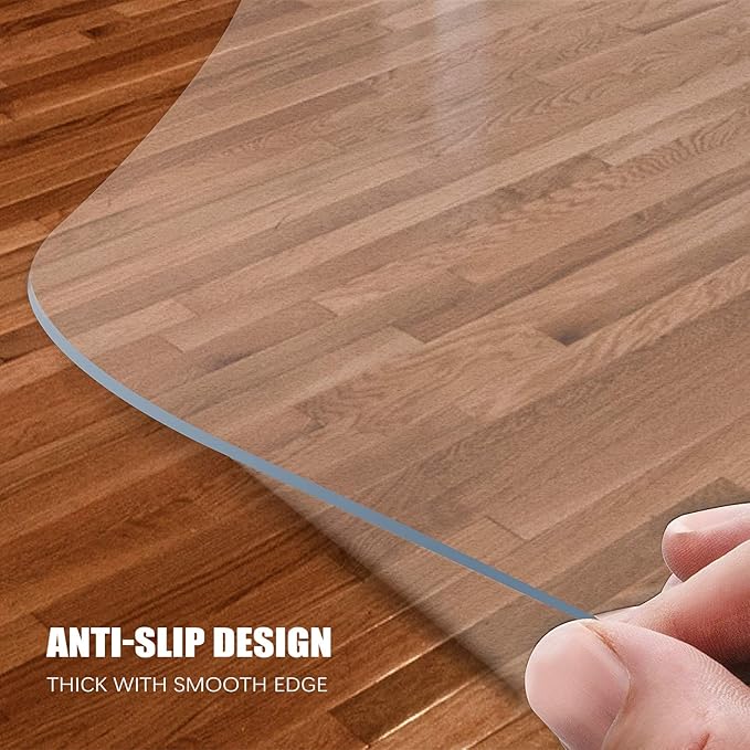 Kuyal Clear Chair Mat, Hard Floor Use, 48" x 32" Transparent Office Home Floor Protector mat Chairmats (48" x 32" Rectangle)