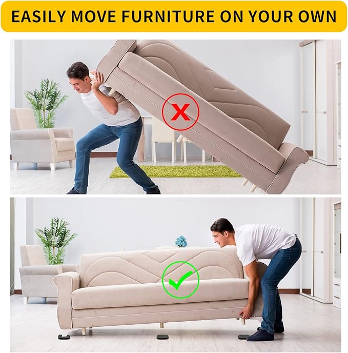 new space 3 Inch Furniture Sliders, 12pcs Sliders for Moving Furniture, Heavy-Duty Furniture Movers Sliders for Carpet, Couch Sliders Protect Carpet Surface and Easily Move Furniture.