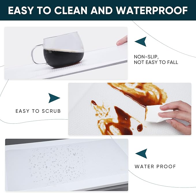 Shelf Liners for Kitchen Cabinets Non-Adhesive & Washable,Non Slip Cabinet Liners for Shelves Waterproof & Oil Proof,Clear Plastic Drawer Liner,Easy to Cut & Food-Grade EVA 12'' x 20' x 2 Rolls CT-122