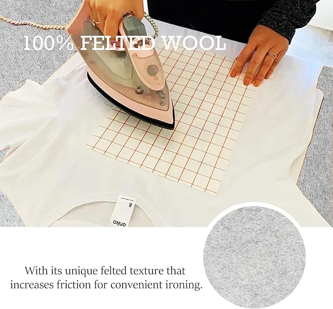 Wool Pressing Mat for Quilting, 24" X 18" Portable Wool Ironing Mat 100% Felted Wool Iron Board for Quilters, Great for Quilting & Sewing Projects
