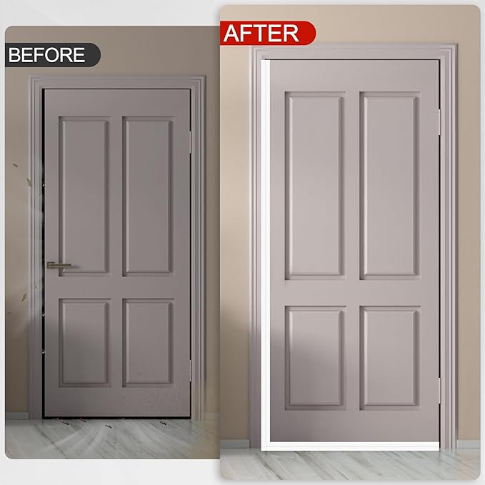 MYFAMIREA Door Weather Stripping 2IN (W) x 10FT (L) Door Draft Stopper Seal Tape Silicone Seal Strip Self Adhesive Shower Sweep Insulation Tape Side Bottom Strip for Sliding Glass Window Gap, White