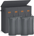 SONGMICS 55.4 Gallon (210 L) Laundry Hamper, 4-Compartment Laundry Basket Sorter with Lid, Labels, Removable Liner Bags, for Bedroom, Dark Gray URLH014G01