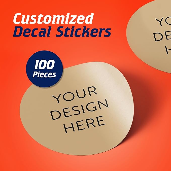 100 Custom Vinyl Stickers - Upload Your own Image, Text, Design, Logo - Personalized Logo Labels for Handmade, Packaging, Bottle, Jars, Candle, Brand Stickers (Wood Lights, 4x4)