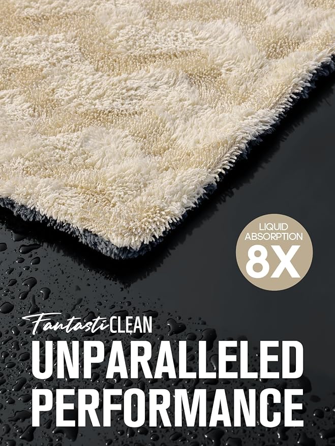 Fantasticlean Large Car Drying Towel- 26‘’ by 20'', 2 Pack-Premium Microfiber Cleaning Cloth with Twisted Loop & Coral Fleece, Ultra Absorbent, Scratch-Free for Car Detailing