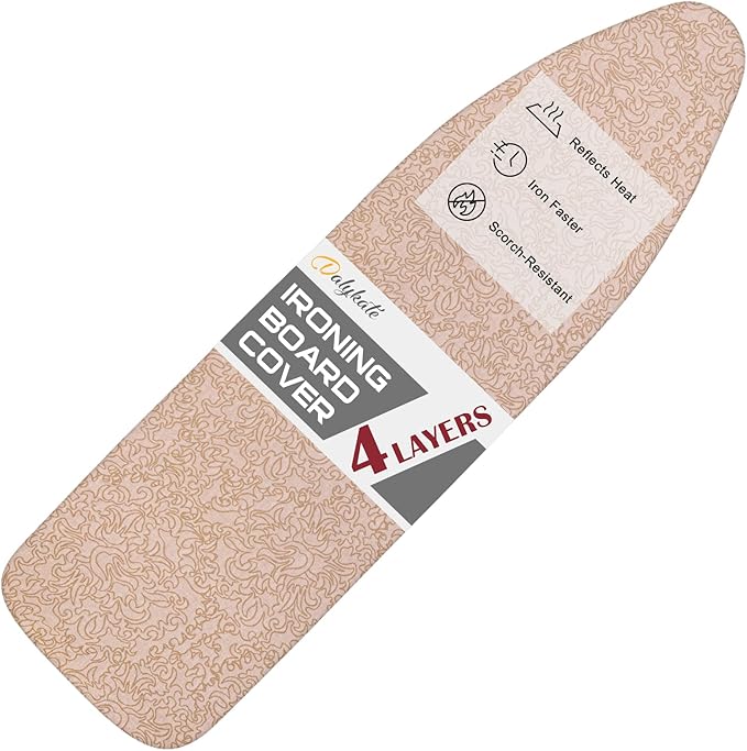 Extra-Wide Ironing Board Cover and Pad Replacement with Scorch and Stain Resistant Thick Padding and Elasticized Edge 18" x 49" Ironing Board Covers 4 Fasteners and 1 Protective Scorch Mesh Cloth