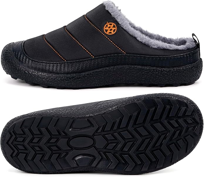 Womens Mens House Slippers Slip on Snow Winter Warm Fully Fur Lined Slippers Indoor Outdoor Shoes