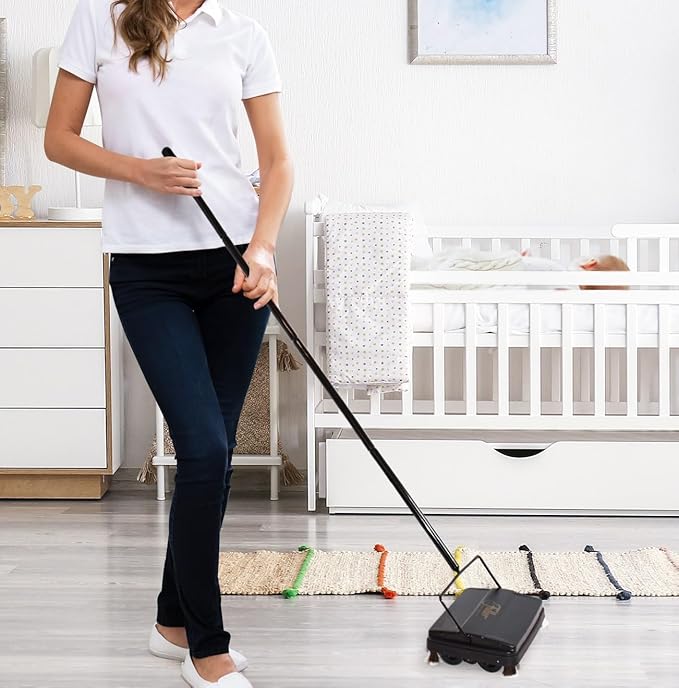 Fuller Brush 17072 Electrostatic Carpet & Floor Sweeper - 9" Cleaning Path - Lightweight - Ideal for Crumby Messes - Works On Carpets & Hard Floor Surfaces - Pink