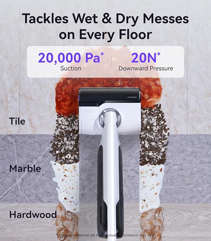 NARWAL S30 Wet Dry Vacuum Cleaner with 20000Pa Suction, 176°F Self-Cleaning, Heated Drying, Disposable Waste Bag, Tangle-Free, Cordless Vacuum Mop for Hard Floors & Edge Cleaning, Easy to Use