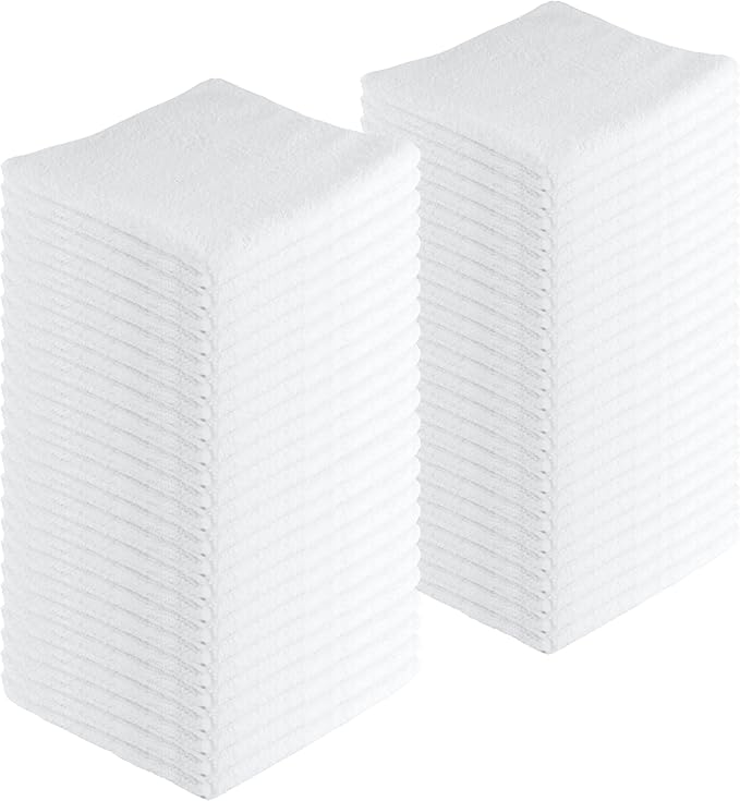 Microfiber Cleaning Cloths, 240 Pack, 16"x16", All-Purpose, Softer, Highly Absorbent, Lint-Free, Reusable, Washable Pro Towels, White, for House, Kitchen, Bathroom, Car, Office