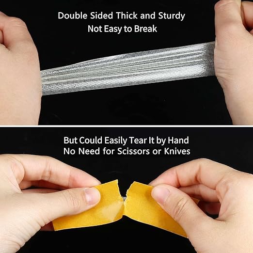 Double Sided Tape Heavy Duty, 1.18" x 66FT, Universal High Tack Strong Wall Adhesive with Fiberglass Mesh, Super Sticky Resistente Clear Tape, Easy Use Mounting Tape Office Decor