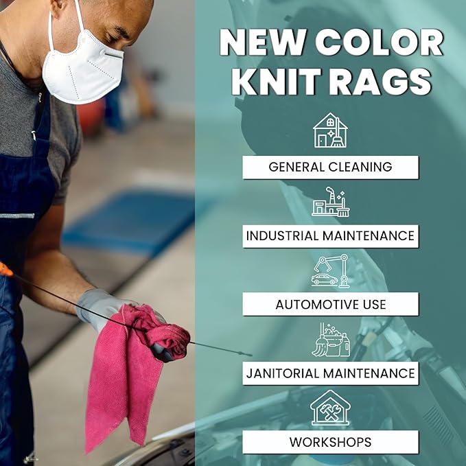 Premium Color Knit Cleaning Rags (25 lbs. Bag - Pack of 2) – Shop Rags Bulk for Workshops, Mechanics, Painters, and Home Use, Multipurpose Cotton T-Shirt Rags