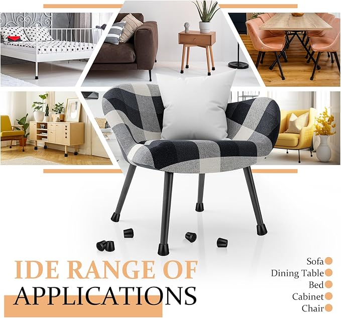1-1/4” Round Rubber Chair Leg Tips Caps, Chair Leg Floor Protectors Furniture Legs Caps Non Slip Reduce Noise for Hardwood Floors (Black, 8 Pack)