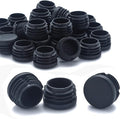 Furnigear Plastic Plugs Tubing End Caps Chair End Caps 1 1/4" Outside Bottom Round Tubing Caps Round Furniture Sliders Glides Black (Fit 1.17-1.21" Tube Inner Diameter, 24pack)