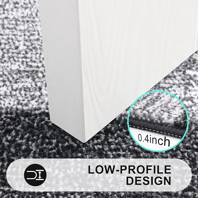 Kitinjoy Indoor Outdoor Door Mat, 40x32 Non-Slip Absorbent Dirt Trapper, Low-Profile Washable Inside Entrance Front Floor Mat, Sturdy Soft Entry Doormats for Entryway, Black