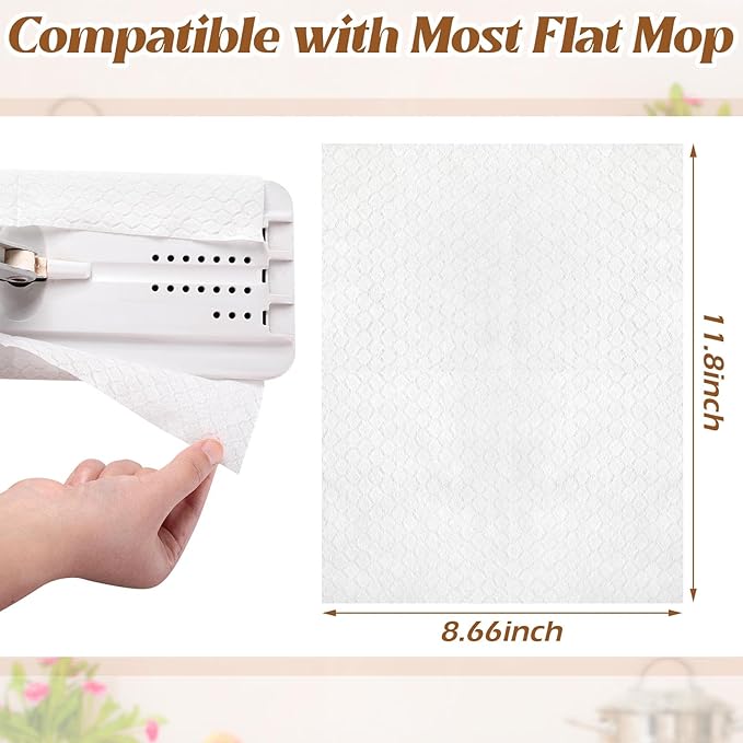 Hoolerry 300 Count Dry Sweeping Cloths Dry Mop Refills Sweeper Dusting Cloths Disposable Duster Refills Floor Mop Pads, 11.81 x 8.66 inch