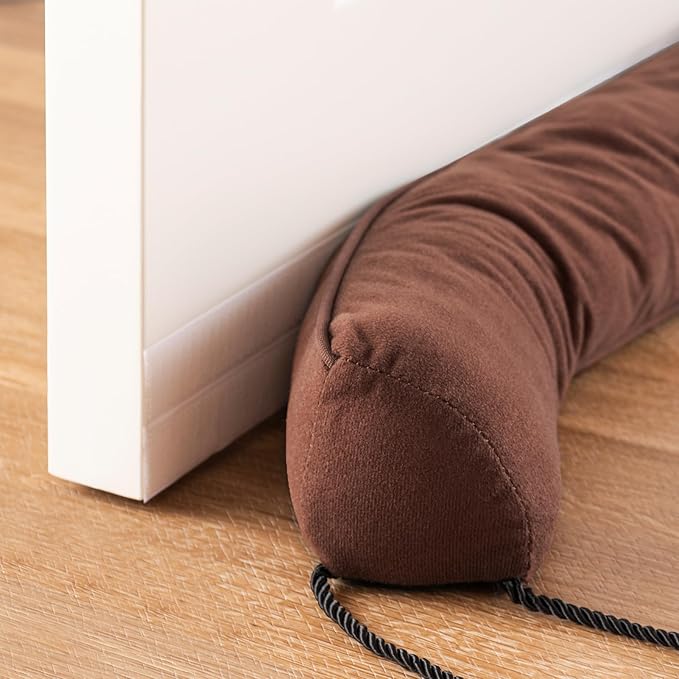 Sunolga 2-Pack 38" Door Draft Stopper Blocks Hot and Cold Air with Removable Washable Cover for Gaps Up to 3", All-Season Seal for Noise, Wind, Door Sweep for Bottom of Door, Home Essentials, Brown