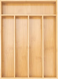 Silverware Organizer Kitchen Drawer Organizer Utensil Organizer Bamboo Silverware Holder Cutlery Organizer in Drawer Flatware Organizer Tray(5 slots, Natural
