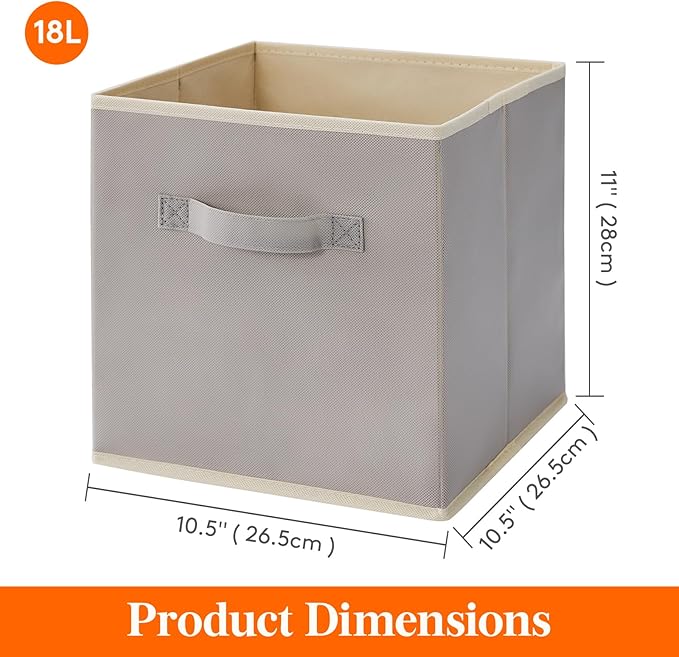 Lifewit 11 Inch Cube Storage Bins, 8 Packs Storage Cubes Foldable Decorative Fabric Storage Baskets for Organizing Home Organizers with Handles for Shelves, Closet, Light Gray