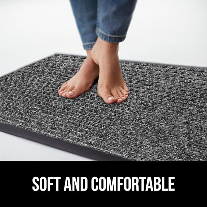 GORILLA GRIP Traffic Guard Door Mat, 72x48, Heavy Duty Welcome Mats, Commercial Office Space Doormat, Waterproof, Fade Resistant, Strong Rubber Backing, Low Profile, Shoe and Boot Scraper, Light Gray