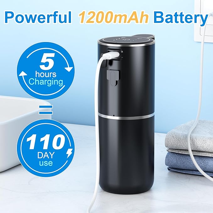 Automatic soap Dispenser touchless Automatic Liquid Soap Dispenser 4 Adjustable 1200mAh Soap Dispensing Levels Wall Mount for Kitchen and Bathroom