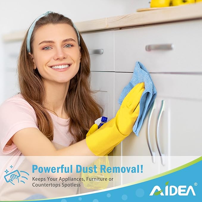 AIDEA Blue Microfiber Cleaning Cloth 24PK, Soft Absorbent Cleaning Rags, Lint Free Cloth for House, Kitchen, Car, Window, Gifts, Blue Dish Rags, 11.5"×11.5"