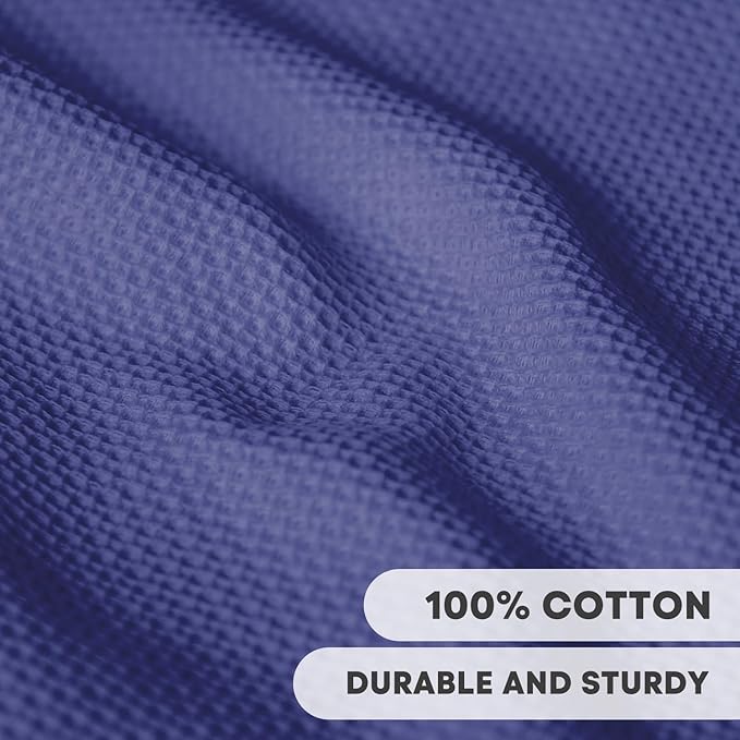 Artoid Mode 100% Cotton Navy Blue Dark Grey Waffle Weave Kitchen Dish Cloths, 13x28 Inch Ultra Soft Absorbent Quick Drying Kitchen Dish Towels Set of 4, Multicolor