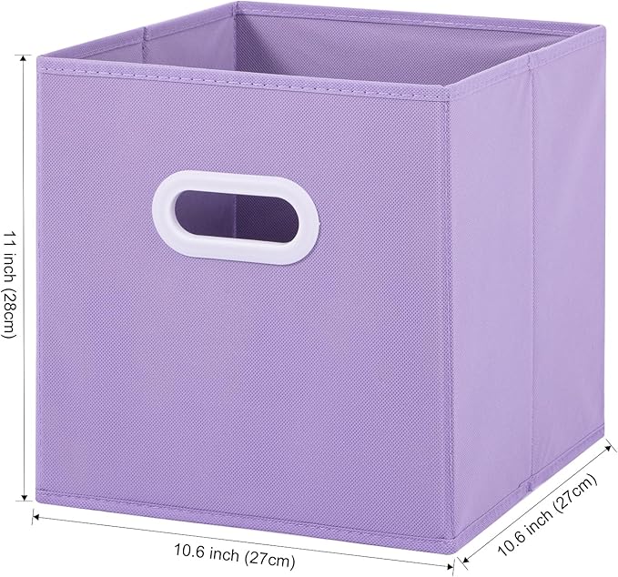Stero Fabric Storage Cubes Bins, 11 inch Fun Colored Foldable Storage Baskets with Dual Plastic Handle for Home, Kids Room, Closet and Toys Organization, Multi Colored, Set of 6