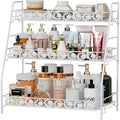 3-Tier Large Size Storage Rack,Counter Organiztion for Bathroom Countertop Organizer Shelf for Spice Racks for Kitchen/Sink/Bedroom/Living room/Office/Plant Rack with Two Metal Baskets