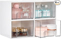 Vtopmart 4Pack Small Stackable Storage Drawer, Bathroom Makeup Organizer,Plastic Storage Bins For Vanity, Undersink, Kitchen Cabinets, Pantry, Home Organization(White)