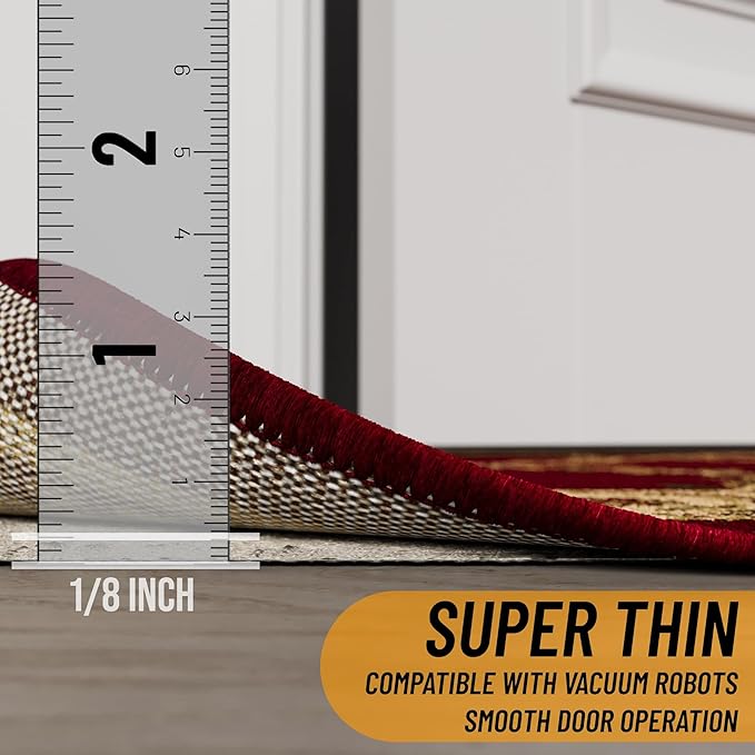 Ottomanson 2'7" x 11' Non-Slip Rug Pad Gripper 1/12 Inch Ultra Thin Dual Surface Felt + Rubber Gripper - Safe for All Floors, Cream
