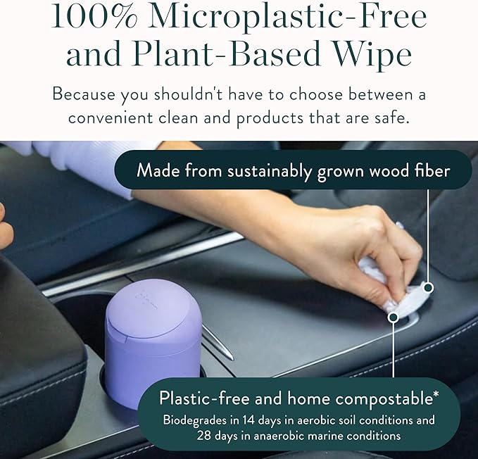 Biom Biodegradable All-Purpose Mini Wipes 8-Pack Refill - Eco-Friendly Cleaning Wipes | Plant-Based Surface Cleaner Home & Travel | Kid & Pet Friendly | All Natural & Non-Toxic | Grapefruit