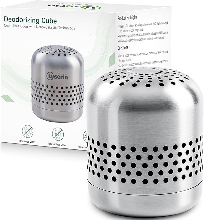 Refrigerator Deodorizer – Lasts for 10 Years, Long-Lasting Odor Eliminator for Fridge, Closet, Car -More Effective Than Baking Soda Charcoal Air Purifier - Nano Catalyst Technology (1 Pack)