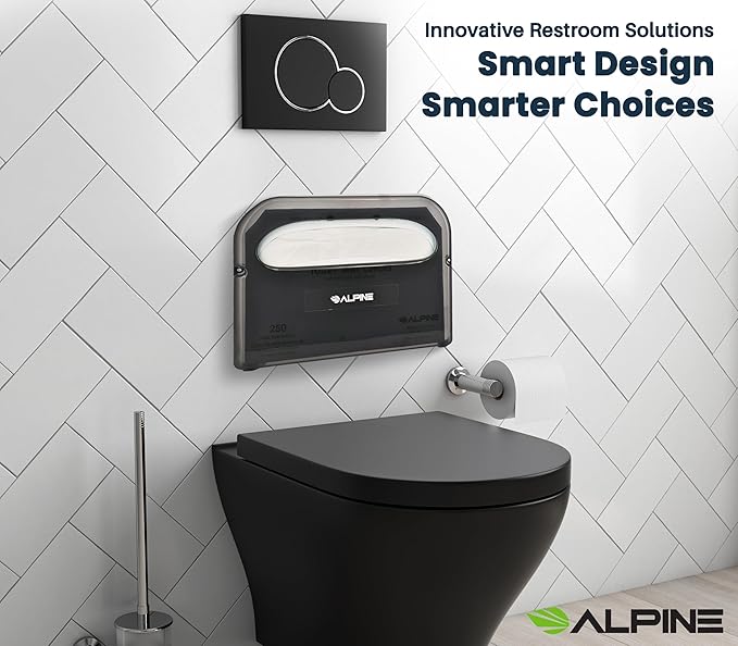 Alpine Toilet Seat Cover Dispenser - 2 Pack Wall Mount Disposable Toilet Seat Cover Holder for Commercial and Residential Use, Half Fold.