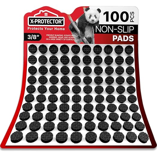 X-Protector Cabinet Door Bumpers 100 PCS Small Black Rubber Pads 3/8' Self-Adhesive Thick Dots Protect Glass & Surfaces