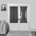 DWCN French Door Curtains – Rod Pocket Thermal Blackout Curtain for Doors with Glass Window, Kitchen and Patio Doors for Privacy, 54 X 40 Inch Length, 1 Curtain Panel with Tieback, Dark Grey