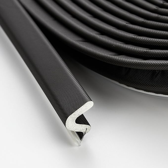 Weather Stripping Door Seal Strip - Soundproof Q-Shaped Foam for Exterior Door Frame, Large Gap Seal, Noise Cancelling, Easy to Install (Black, 26FT)