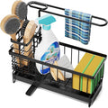 Kitchen Sink Caddy, Sponge Holder with 360 Degree Rotating Drain, Carbon Steel Organizer with High Brush Holder Rustproof, Sink Caddy Organizer for Kitchen Gadgets and Decor