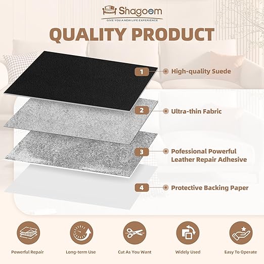 Suede Repair Patch, 17X79 Inch Fabric Large Repair Tape, Self-Adhesive Patches for Furniture, Sofa, Car Interior, Shoes, Hand Bag, Clothing (Brown, 17X79 Inch)