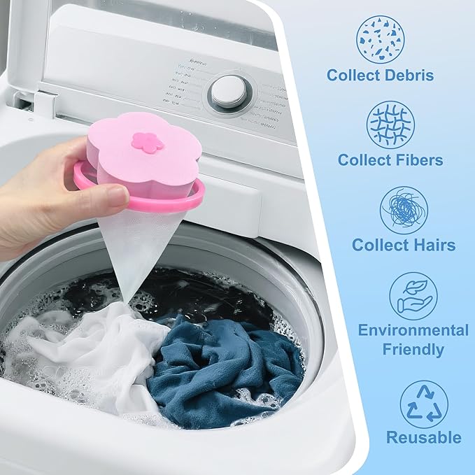 Pet Hair Remover for Laundry,Lint Catcher for Laundry,Washing Machine Floating Lint Mesh Bag,Reusable Household Hair Filter Washer Lint Trap Net Pouch 4 Pieces