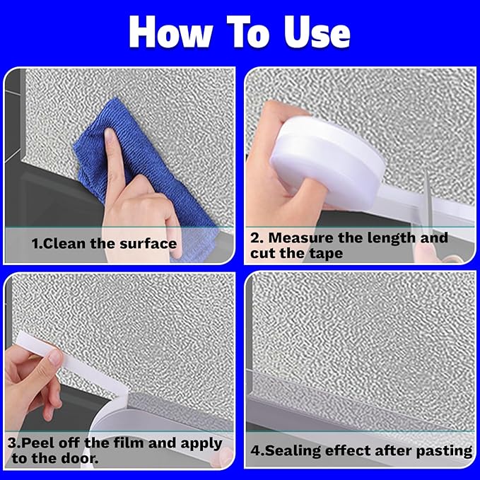 Weather Stripping Door Seal Strip 33 Feet Strip Bottom Draft Insulation Stopper Weatherproof Soundproof for Door Frame or Window Sealer Bathroom Shower Glass Gaps