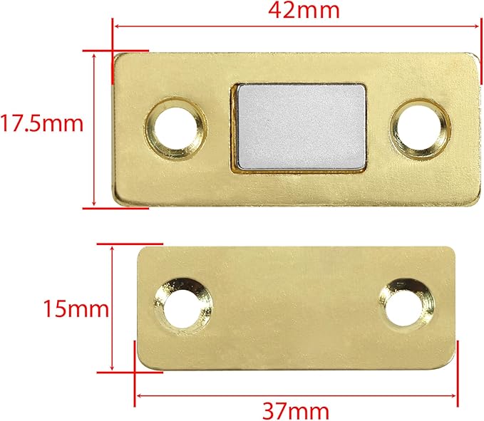 Cabinet Magnetic Catch, 6 Pack Gold Ultra Thin Magnetic Cabinet Door Catch, Adhesive Cabinet Magnets for Kitchen Drawer Cabinet Door Closet, Concealed Strong Magnetic Cabinet Latch