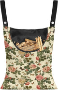 2 Pcs Floral Clothes Pin Hanging Bag with Hanging Rope 14.5 X 12 Inch Clothespin Bag for Clothes Pins and Clothespins - Heavy Duty Outdoor Use