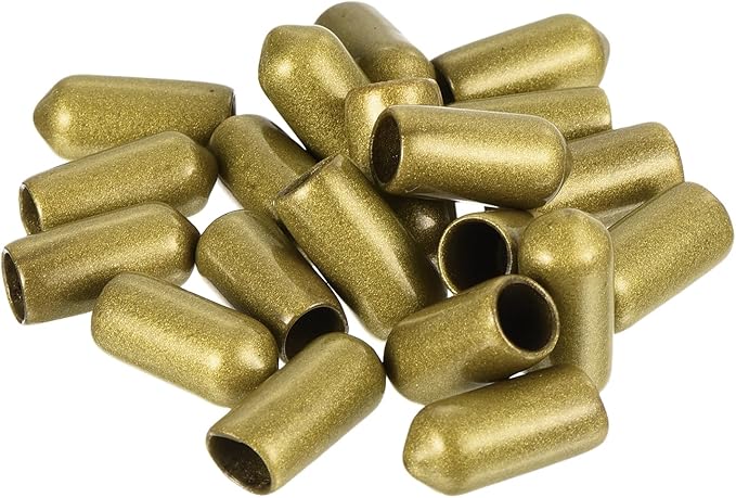 uxcell 20pcs Rubber End Caps 7mm ID Vinyl Round Tube Bolt Cap Cover Thread Protectors Gold