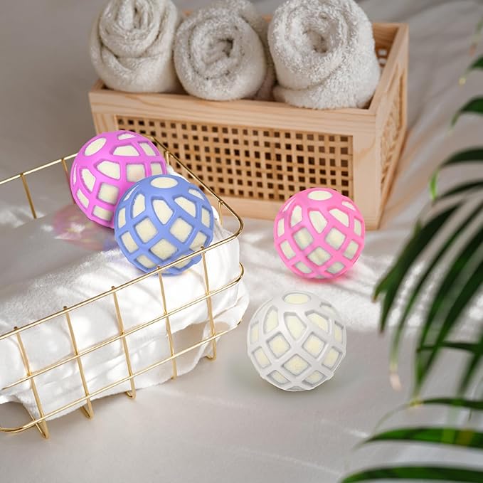 Dryer Balls – Patented Silicone Guard, Natural Wool Core, Super Anti-Tangle & Saves Drying Time, Reduces Static & Noise, Natural Fabric Softener, XL 3" (Beige, Pack of 4)