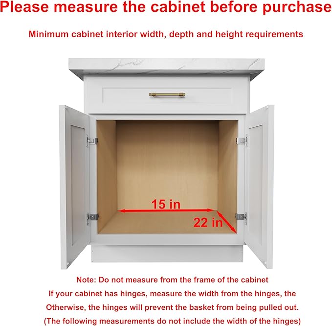 Pull Out Cabinet Organizer,Heavy-Duty Slide Out Shelf, Wood And Wire Basket, Pull Out Drawer for for Kitchen Under Sink Space, Pantry, Bathroom (14 * 21 WM)