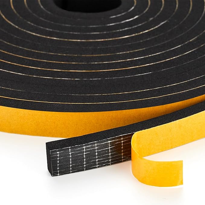 10 Feet Weather Stripping Door Seal, 4" Wide X 1/16" Thick Door Seal Strip High Density Foam Tape Adhesive Strip for Door Soundproofing,Window Insulation (4" x 1/16" x 10FT,Black)