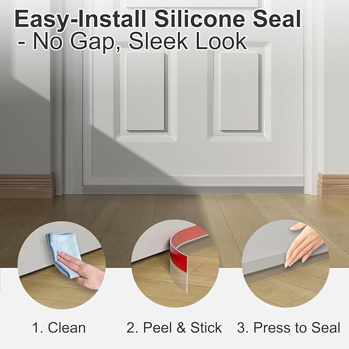 Heavy-Duty 36 ft x 2 in Weather Stripping, Extra Thick 2mm Door Draft Stopper Silicone Seal Strip for House and Glass Shower Doors for Collision and Side Gaps of Door and Windows, Clear