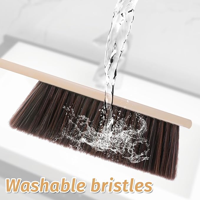 8 Pieces Woooden Dust Brush Hand Broom Bulk Bench Brush with Long Wood Handle Soft Bristle Whisk Broom for Counter Bed Sofa Bench Car Fireplace Clothes Household Cleaning