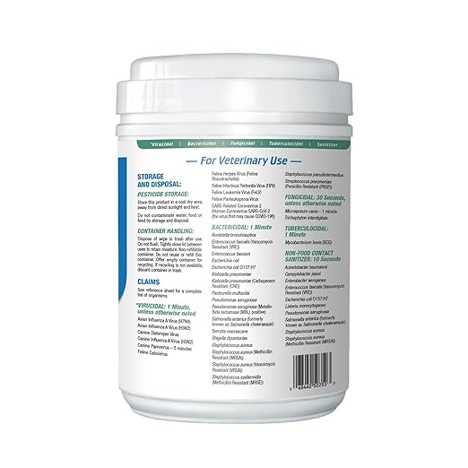REScue One-Step Disinfectant Cleaner & Deodorizer Wipes for Vet Use – Cleaner for Kennels, Litter Boxes, Vet Offices, Pet Grooming Surfaces – Wipes Canister, 160-Count (Pack of 12)